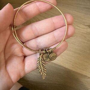Alex and Ani Gold Feather Charm Bracelet